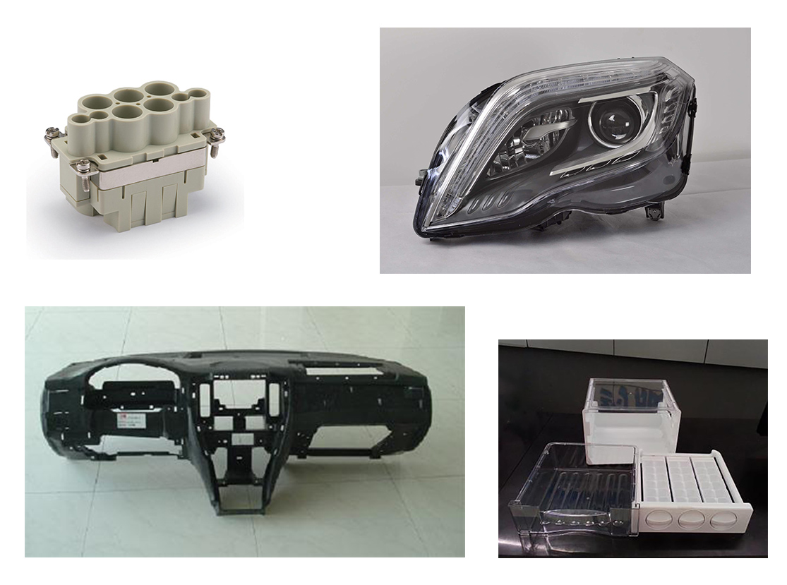 065-PC应用范围（连接器、冰箱抽屉、仪表板、车灯）